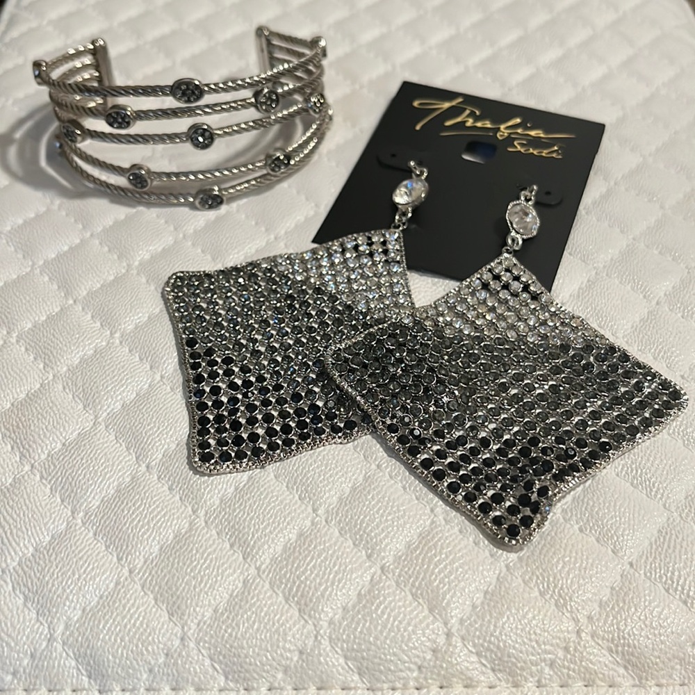 Bling bracelet and earrings